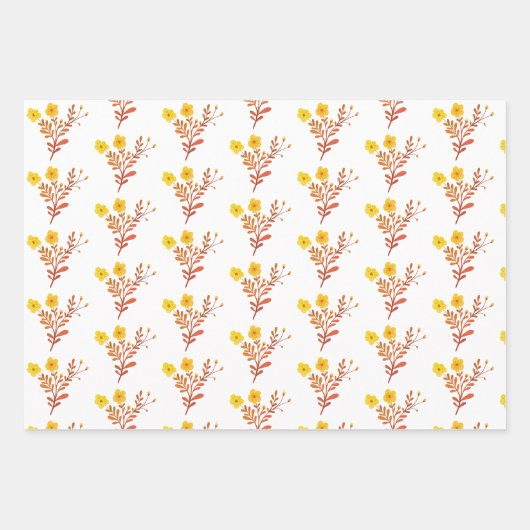 sierlijke bloemen elegante eenvoudige chique cadea inpakpapier vel (Voorkant)