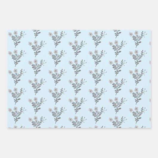 sierlijke bloemen elegante eenvoudige chique cadea inpakpapier vel (Voorkant)