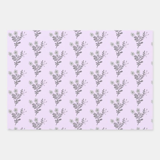 sierlijke bloemen elegante eenvoudige chique cadea inpakpapier vel (Voorkant)