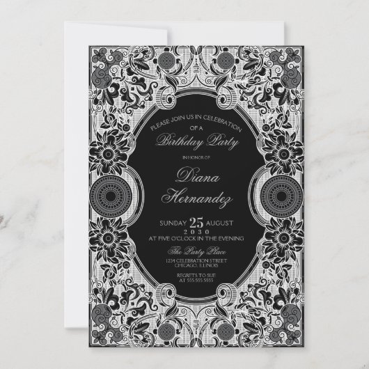 Sierlijke bloemen feest uitnodiging (Voorkant)