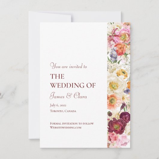 SIERLIJKE Bloemen Huwelijksuitnodiging 002 Kaart (Voorkant)