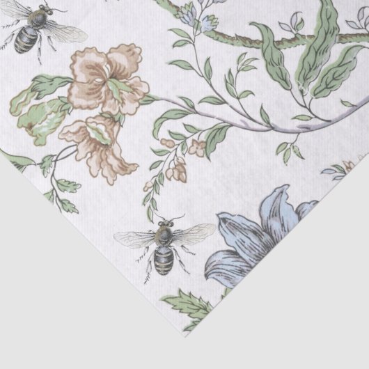 Sierlijke Bloemen met Honingbijen Pastel Tissuepapier (Detail)