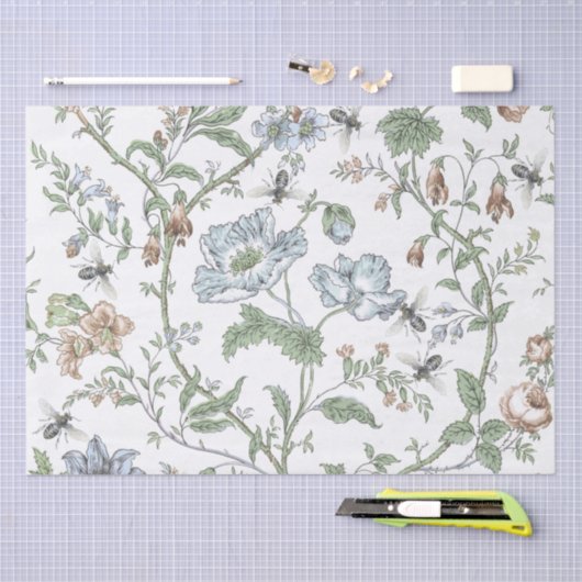 Sierlijke Bloemen met Honingbijen Pastel Tissuepapier (Craft)