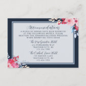 Sierlijke Bloemen Roze en Dusty Blue Wedding Informatiekaartje (Voorkant)