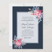 Sierlijke Bloemen Roze en Dusty Blue Wedding Kaart (Voorkant)