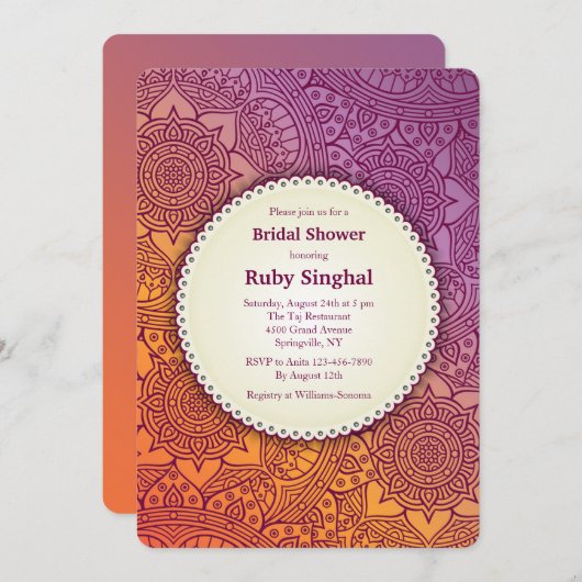 Sierlijke Bloemen Uitnodiging (Voorkant / Achterkant)