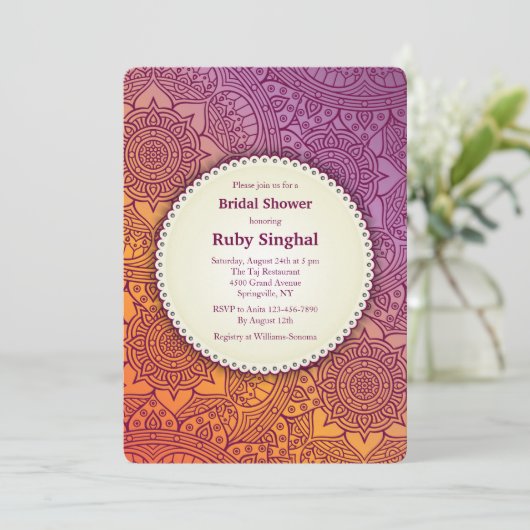 Sierlijke Bloemen Uitnodiging (Staand voorkant)