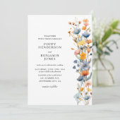 Sierlijke Bloemen Wildflower bruiloft Kaart (Staand voorkant)