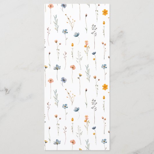 Sierlijke Bloemen Wildflower bruiloft Menu (Achterkant)