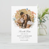 Sierlijke Bloemen Wildflower bruiloft Save The Date (Staand voorkant)