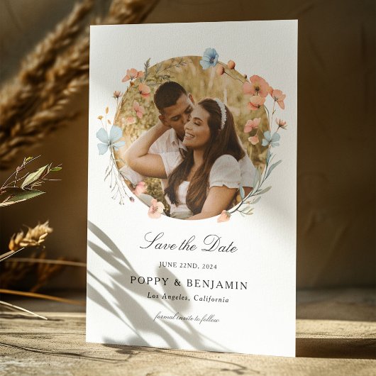 Sierlijke Bloemen Wildflower bruiloft Save The Date