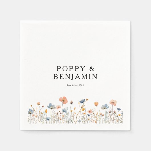 Sierlijke Bloemen Wildflower bruiloft Servet (Voorkant)