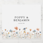 Sierlijke Bloemen Wildflower bruiloft Sparkling Wijnetiket (Enkel label)