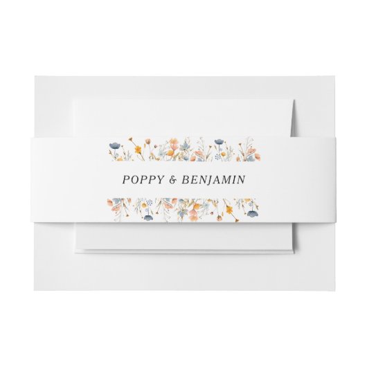 Sierlijke Bloemen Wildflower bruiloft Uitnodigingen Wikkel (Voorkant Voorbeeld)