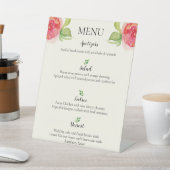 Sierlijke bloemenbruiloft menu reclamebord met voetstuk (Insitu)