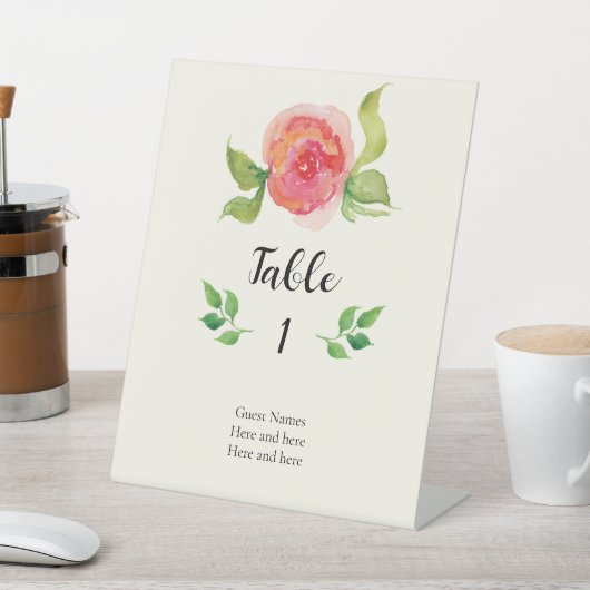 sierlijke bloemenbruiloft tafel nummer reclamebord met voetstuk (Insitu)