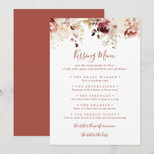 sierlijke bloemenbruiloft zoenen menu spel Kaart