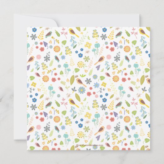 sierlijke bloemenliefde vogel baby douche uitnodig kaart (Achterkant)