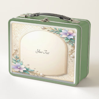 Sierlijke bloemensierlijst met parels lunchbox