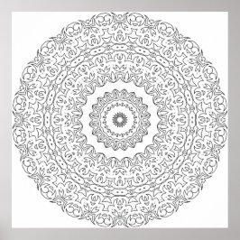 Sierlijke bloemrank mandala met gelaagde ringen poster