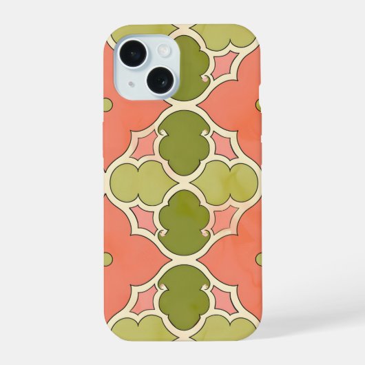 Sierlijke Bloemtegel iPhone 15 Case (Achterkant)