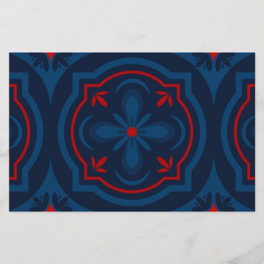 Sierlijke bloemtegels patroon briefpapier (Voorkant)
