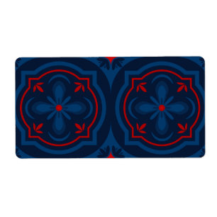 Sierlijke bloemtegels patroon etiket