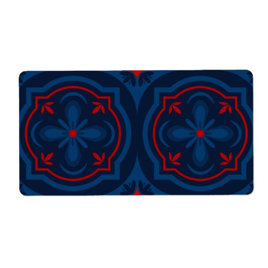 Sierlijke bloemtegels patroon etiket (Voorkant)