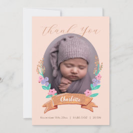 Sierlijke Bloesems Bloemenkrans baby foto Bedankkaart
