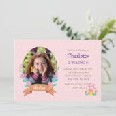 Sierlijke bloesems: met de hand getekende bloemenk kaart (Staand voorkant)