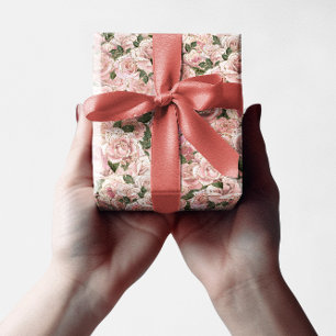 Sierlijke Blush Roze Gouden Glam Roos Botanisch Cadeaupapier