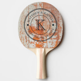 Sierlijke Boerderij Houten Trouw Monogram Tafeltennisbatje