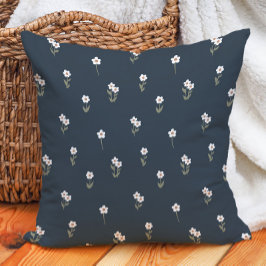 Sierlijke Boho Ditsy Bloemige Cottagecore Donkerbl Kussen