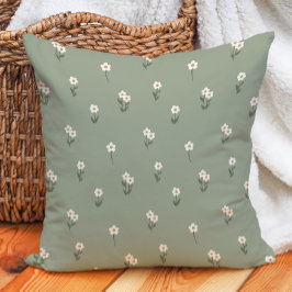 Sierlijke Boho Ditsy Bloemige Cottagecore Groen Kussen