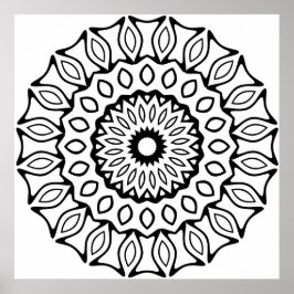 Sierlijke Boog en Blad Ring Mandala Patroon Ontwer Poster