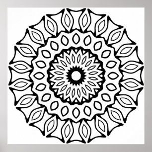 Sierlijke Boog en Blad Ring Mandala Patroon Ontwer Poster