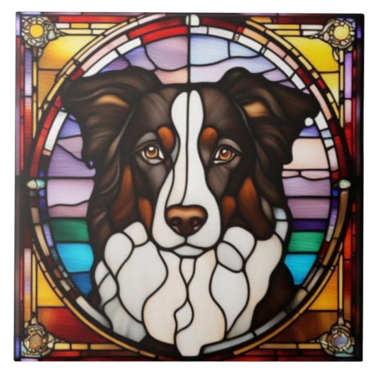 Sierlijke Border Collie-tegel Tegeltje (Voorkant)