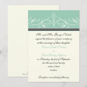 Sierlijke border jade, ivoren bruiloft kaart (Voorkant / Achterkant)