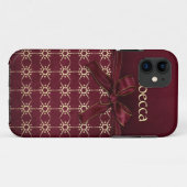 Sierlijke Bourgondiër Gouden Patroon Lint Boog Case-Mate iPhone Case (Achterkant (horizontaal))