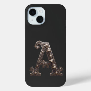 Sierlijke bronzen letter A met bellen iPhone 15 Case