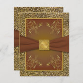 Sierlijke bruine en gouden RSVP kaart (Voorkant / Achterkant)