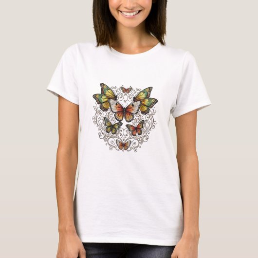 Sierlijke Butterfly Swirl T-shirt (Voorkant)