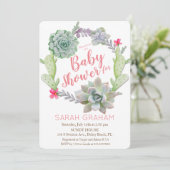 Sierlijke Cactuskrans Baby Shower Uitnodiging (Staand voorkant)