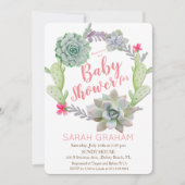 Sierlijke Cactuskrans Baby Shower Uitnodiging (Voorkant)