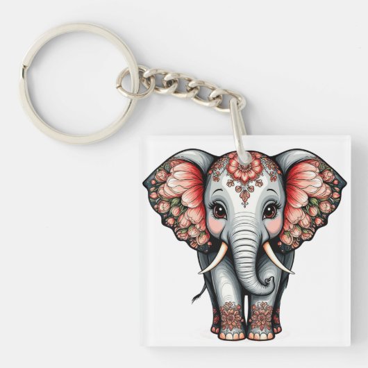 Sierlijke Cartoon Olifant Sleutelhanger (voorkant)