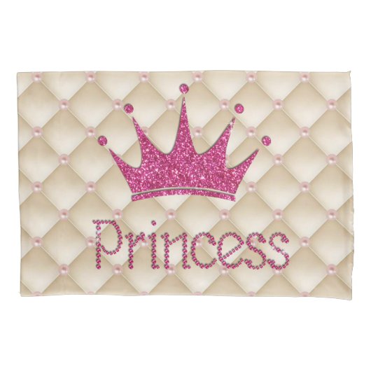 Sierlijke Chic Parels, Tiara, Prinses, Glitterend Kussensloop (Voorkant)