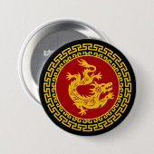Sierlijke Chinese Nieuwjaar Dragon Ronde Button 7,6 Cm (Voorkant /achterkant)