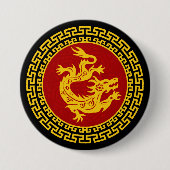 Sierlijke Chinese Nieuwjaar Dragon Ronde Button 7,6 Cm (Voorkant)
