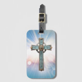 Sierlijke christelijke kruis bagagelabel (Voorkant (verticaal))