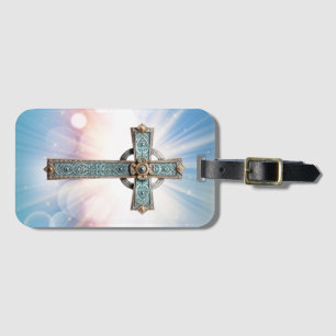Sierlijke christelijke kruis bagagelabel